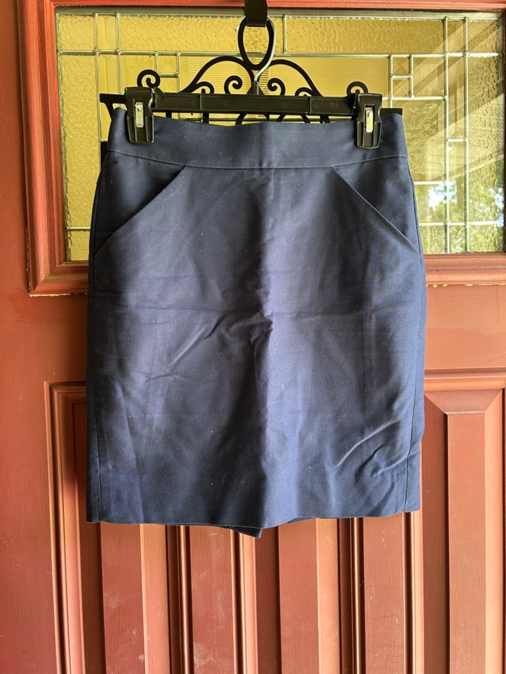 J. Crew Navy Pencil Skirt with Front Seam Detail